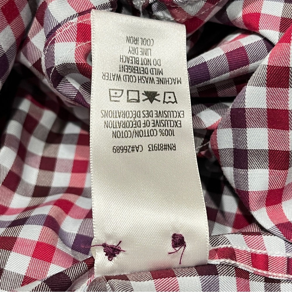 ROBERT GRAHAM Red Checked Gingham Shirt Men's Sz L Fold Back Cuffs Long Sleeve - Picture 11 of 14